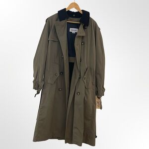 Joseph & Feiss Olive Trench Coat with Black Collar in 38R
